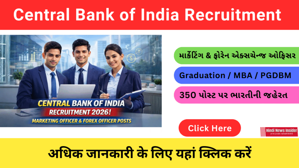 Central Bank of India Specialist Officer Recruitment 2026