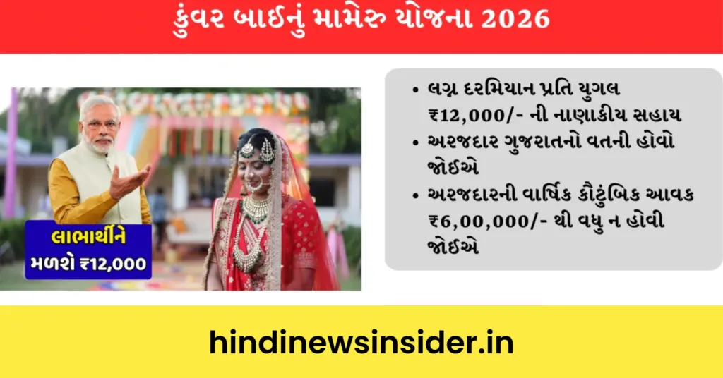 Kunwar Bai Nu Mameru Yojana 2026 hindinewsinsider com hindinewsinsider .in hindinewsinsider hindinewsinsider.in